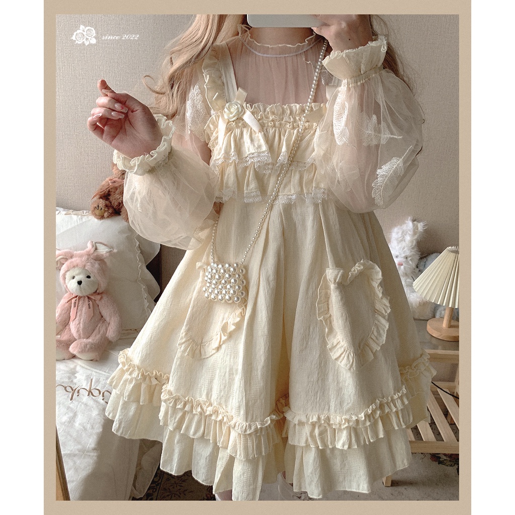 Áo ren tiểu thư - Blouse Brand Sleep Doll - Áo hình lông vũ màu vàng #SleepDoll #Blouse