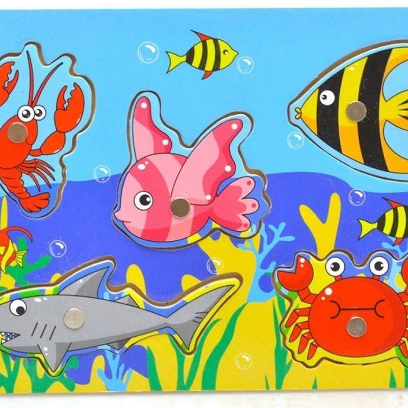 Bảng đồ chơi ghép hình tôm cua cá sáng tạo phát triển tư duy cho bé