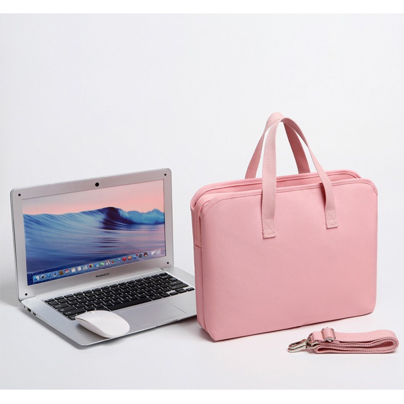 Túi đeo chéo kiêm túi bảo vệ laptop Fopati D18 màu hồng