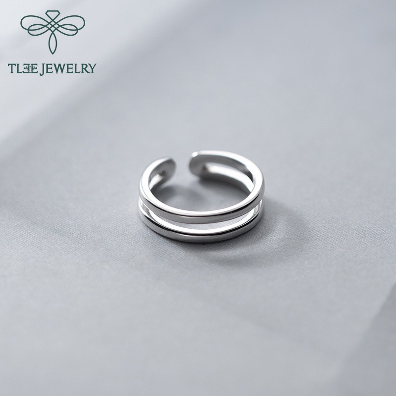 Nhẫn bạc TLEE trơn hai tầng mở đeo ngón út TleeJewelry A0234