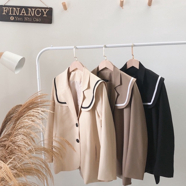 Áo blazer nữ 2 lớp cổ thủy thủ có mút độn vai phong cách Hàn Quốc hottrend hàng cao cấp  A23