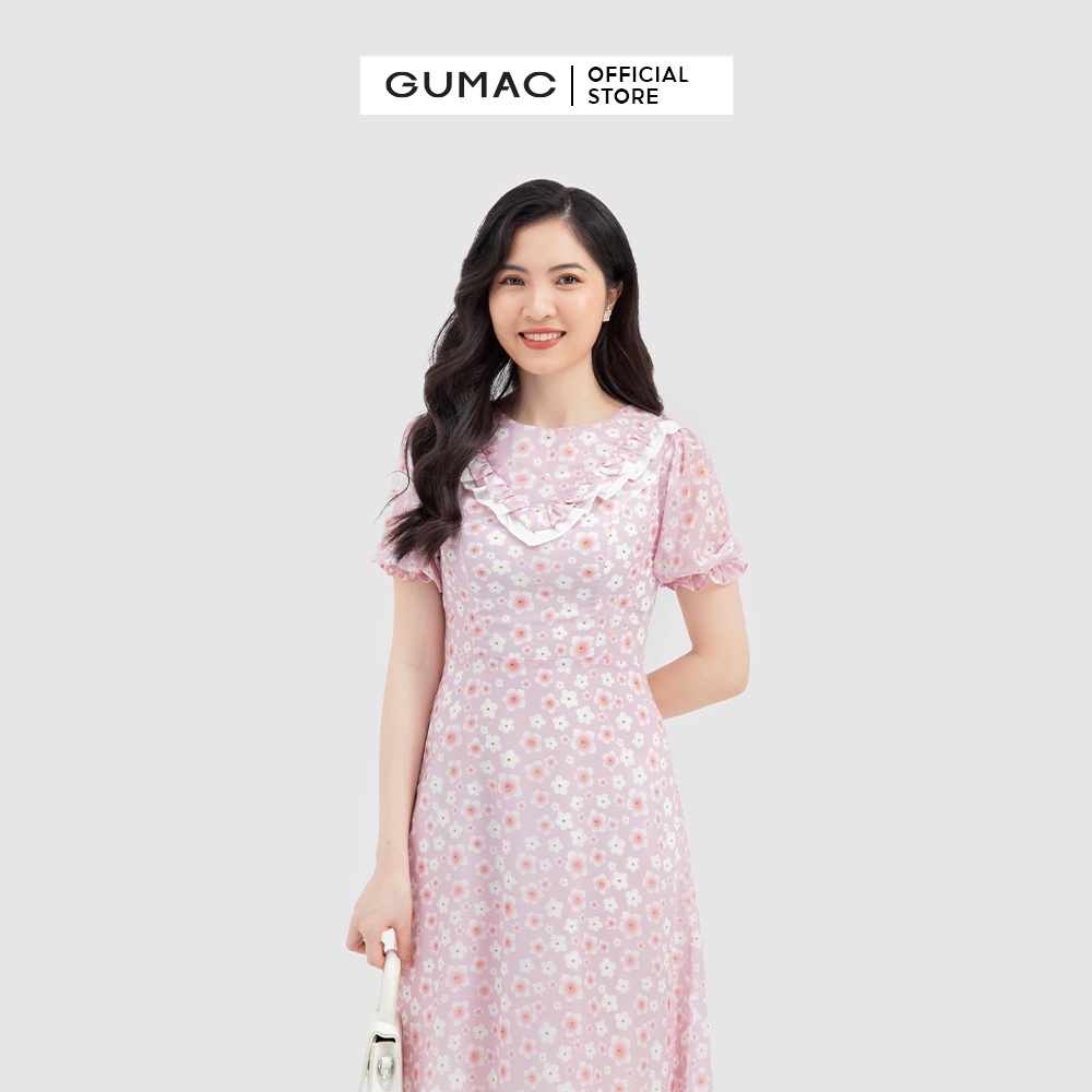 Đầm họa tiết hoa màu hồng GUMAC DB761 | BigBuy360 - bigbuy360.vn