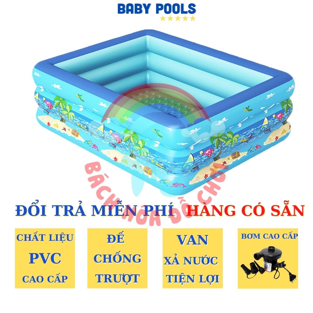 Bể bơi cho bé | Hồ bơi cho bé Mẫu siêu to 2m6-3 tầng, 3m-3 tầng | Chơi được cả gia đình | TẶNG BỘ VÁ PHAO