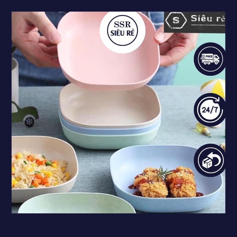 Sét 8 dĩa lúa mạch hình vuông nhiều màu (GIAO MÀU NGẪU NHIÊN) (PD3039)
