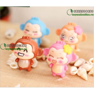 Khỉ con ngộ nghĩnh may mắn - đồ trang trí tiểu cảnh nhỏ - Tượng đáng yêu