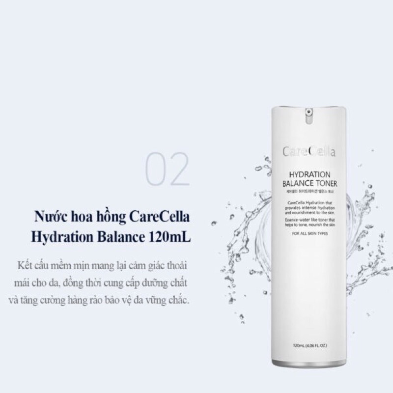 Bộ 5 sản phẩm chăm sóc da sữa rửa mặt nước hoa hồng toner serum kem dưỡng ẩm kem dưỡng da CareCella Hydration - GCoop