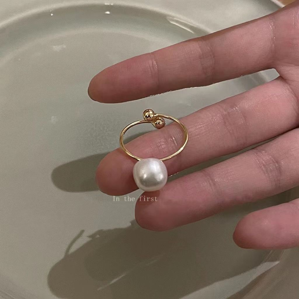 Nhẫn Đính Hạt Ngọc Trai Thiết Kế Đơn Giản Có Thể Điều Chỉnh Chất Lượng Cao