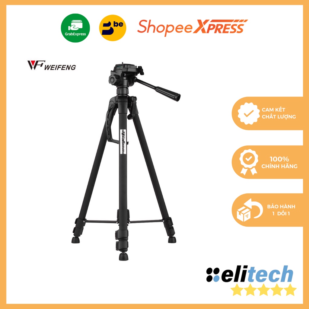 Chân Máy Ảnh Tripod Weifeng WT-3540, khung nhôm cao cấp, cao 1.5m chịu tải 3kg hỗ trợ chụp ảnh, quay video, livestream