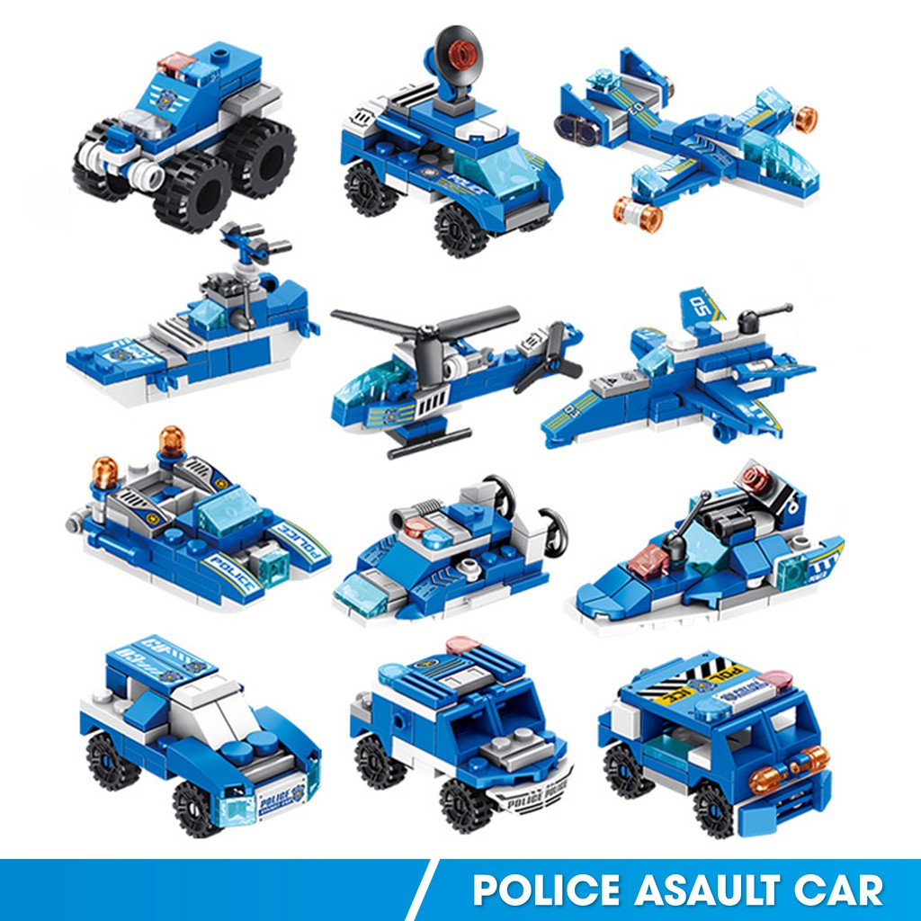 Bộ xếp hình Lego-Like Panlos 633015 mô hình xe cảnh sát 12 kiểu lắp ráp ghép hình giúp trẻ phát triển trí tuệ