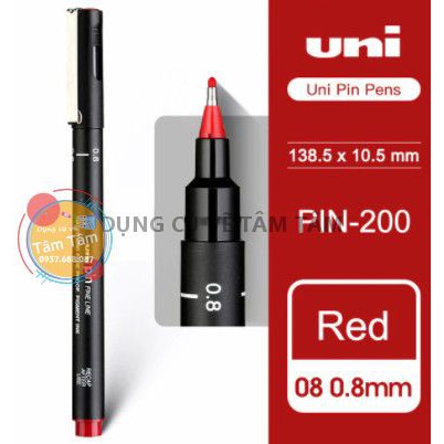 [ TÂM TÂM ]-Bút vẽ kỹ thuật Uni Pin, Bút line đi nét Uni pin màu xanh dương và Uni Pin màu đỏ-