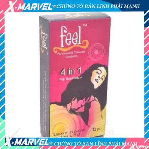 Bao Cao Su FEEL 4 IN 1 - Bi Gai - Kéo Dài Thời Gian Quan Hệ - combo bcs durex/sagami/ok/olo/invisible/feel /áo mưa