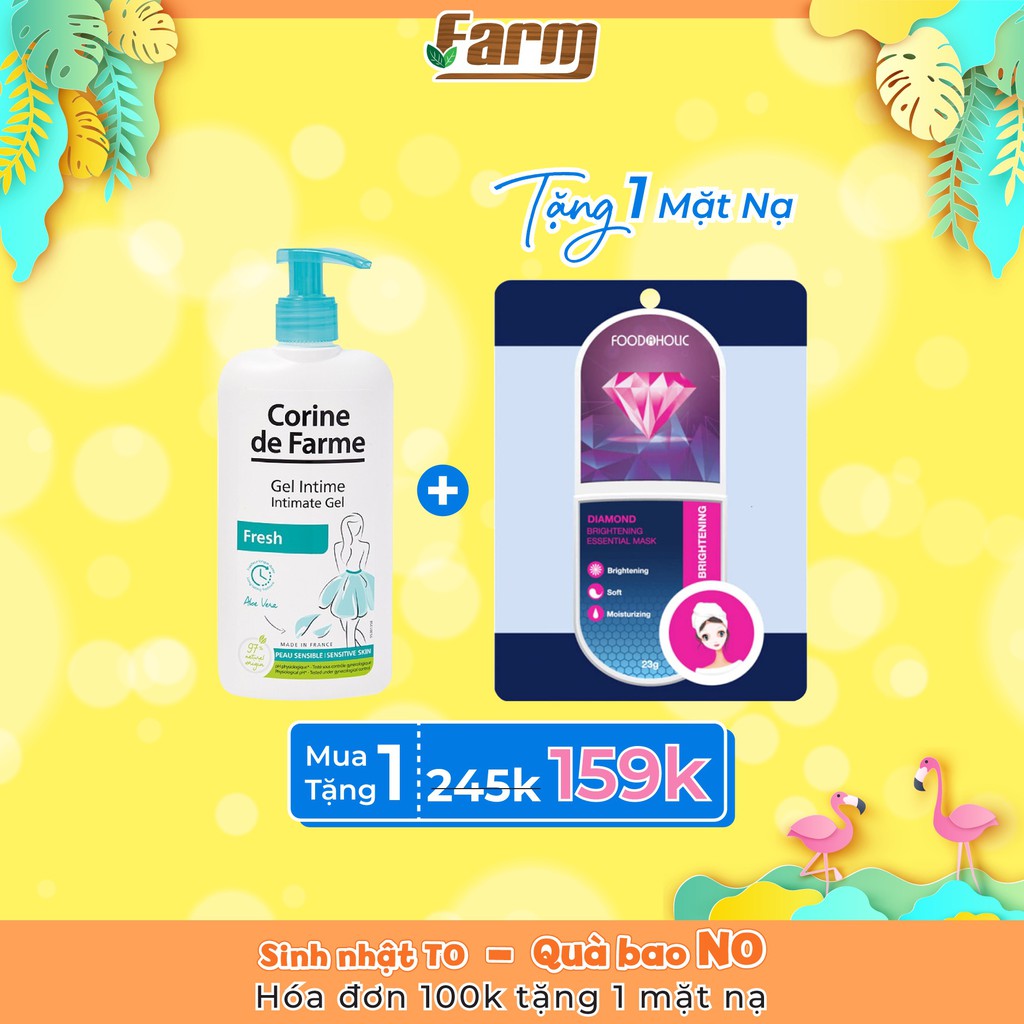 Gel hữu cơ vệ sinh vùng kín, khử mùi Corine De Farm (Fresh) - Tặng Một Mặt Nạ Kim Cương