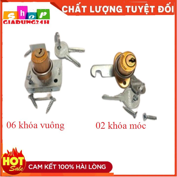 KHÓA TỦ kính dài, VUÔNG, MÓC HUY HOÀNG (Chính hãng)-Giadung24h