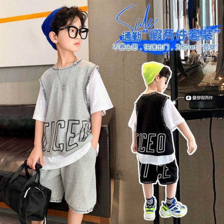 Bộ Đồ Hai Mảnh Áo Tay Ngắn Phong Cách Thời Trang Mùa Hè Mới Dành Cho Trẻ Em