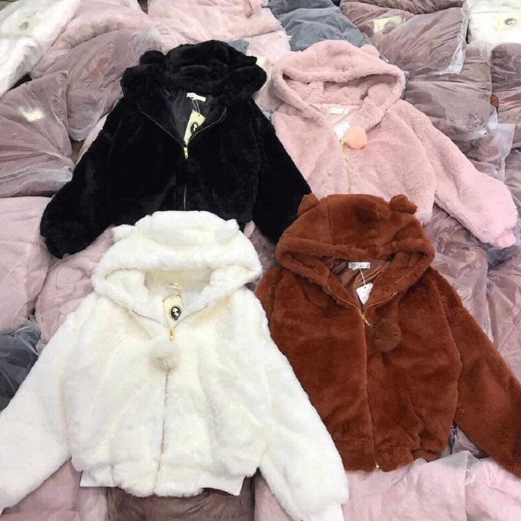Áo Khoác Lông Gấu, 1 lớp chất mềm mịn, siêu cute
