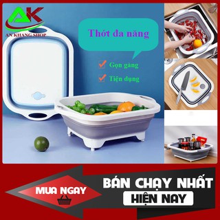 🔥 𝐅𝐑𝐄𝐄 𝐒𝐇𝐈𝐏 💥Thớt gập gọn 3 trong 1 đa năng: Chậu Rửa - Rổ Đa Năng - Thớt