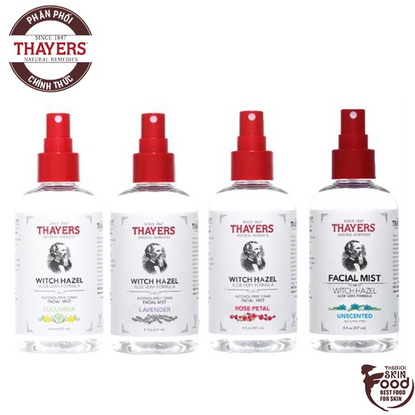 Nước Hoa Hồng Dạng Xịt Không Cồn Giúp Làm Sạch, Dịu Da Thayers Witch Hazel Aloe Vera Formula Facial Mist