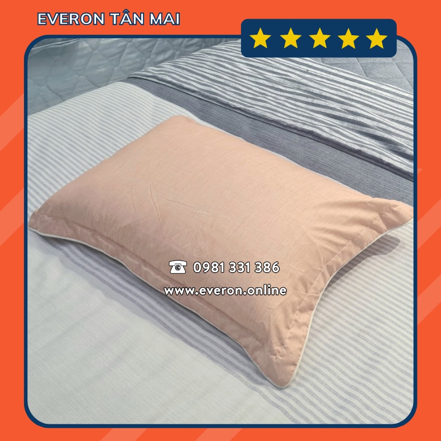 Gối Trẻ Em Everon Combo (Vỏ + Ruột) kích thước 35*50, Gối Bé Đem Đi Lớp Tiện Lợi