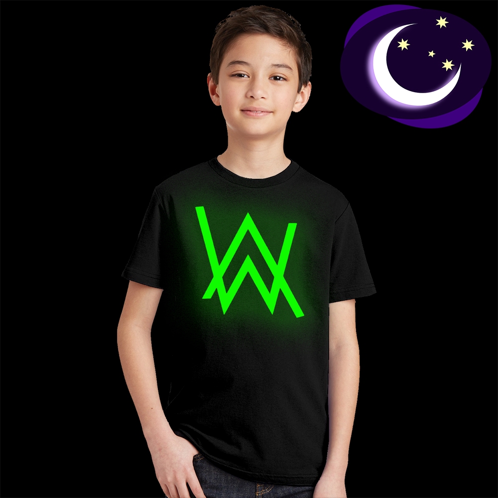 Áo Thun In Biểu Tượng Alan Walker Phát Sáng Trong Đêm Cho Bé Trai
