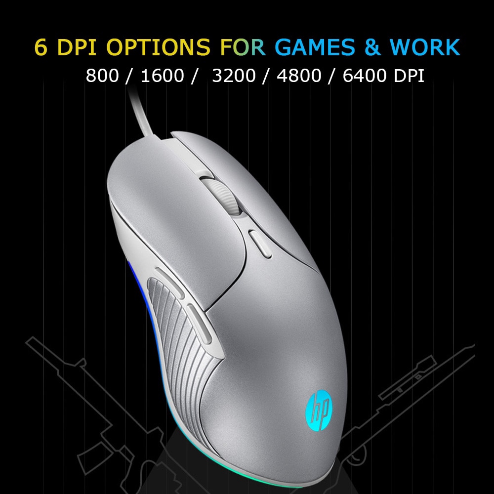 Chuột chơi game có dây và đèn LED nhiều màu sắc HP M280 6400 Dpi