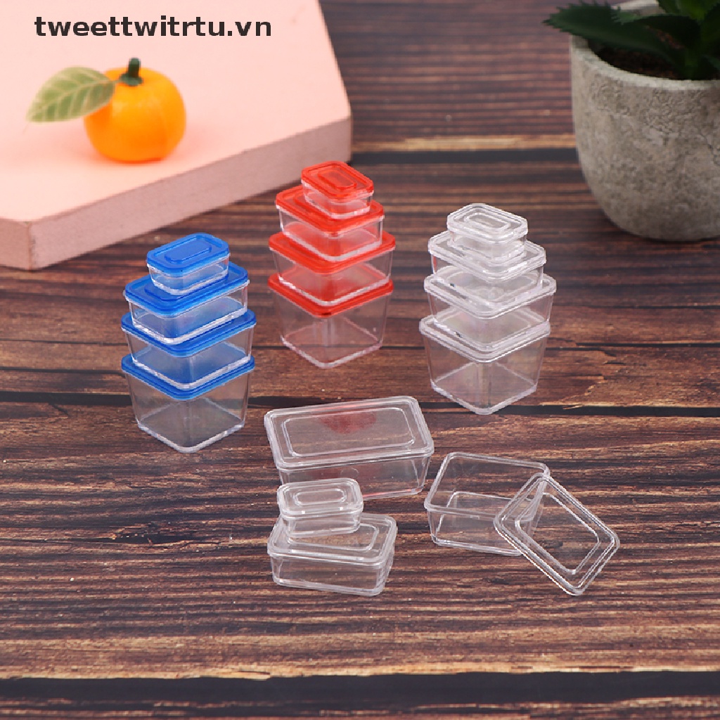 Set 4 Hộp Đựng Cơm Trưa Mini Tỉ Lệ 1 / 12 Trang Trí Nhà Búp Bê