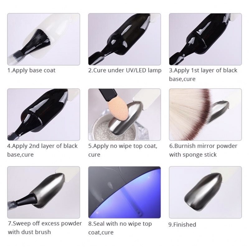 Hộp 1g bột tráng gương Silver trang trí móng.