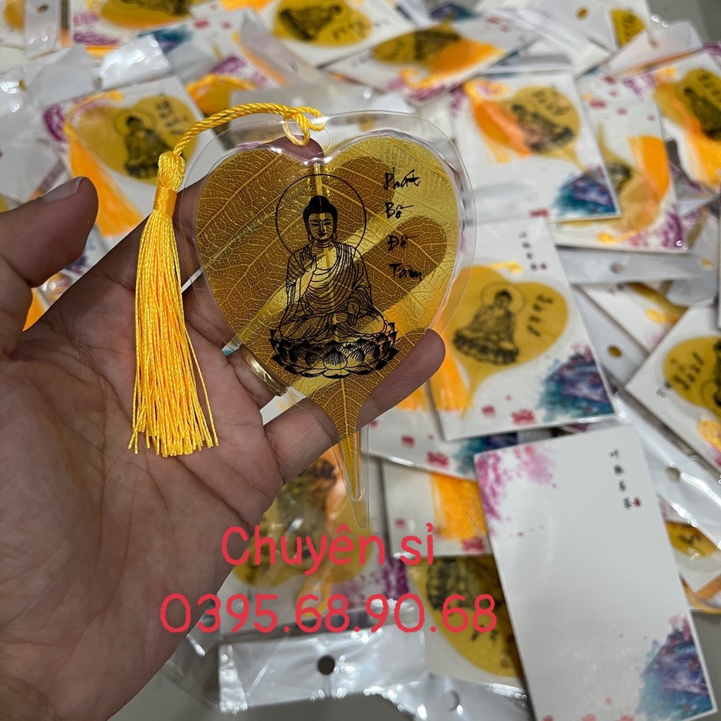 Sỉ Combo 100 Lá Bồ Đề Tâm Phật, Thủ Công In Hình Phật Tổ