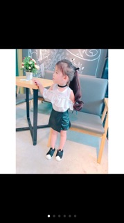 Áo da + quàn giả váy da