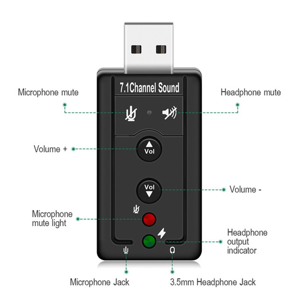 Usb 2.0 Âm Thanh 7.1ch Mini Có Nút Điều Khiển