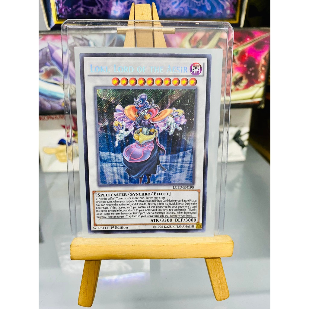 Lá bài thẻ bài Yugioh 1st tem vàng Combo Thần Bắc Âu Nordic Odin Thor Loki – Secret Rare - Tặng bọc bài nhựa bảo quản