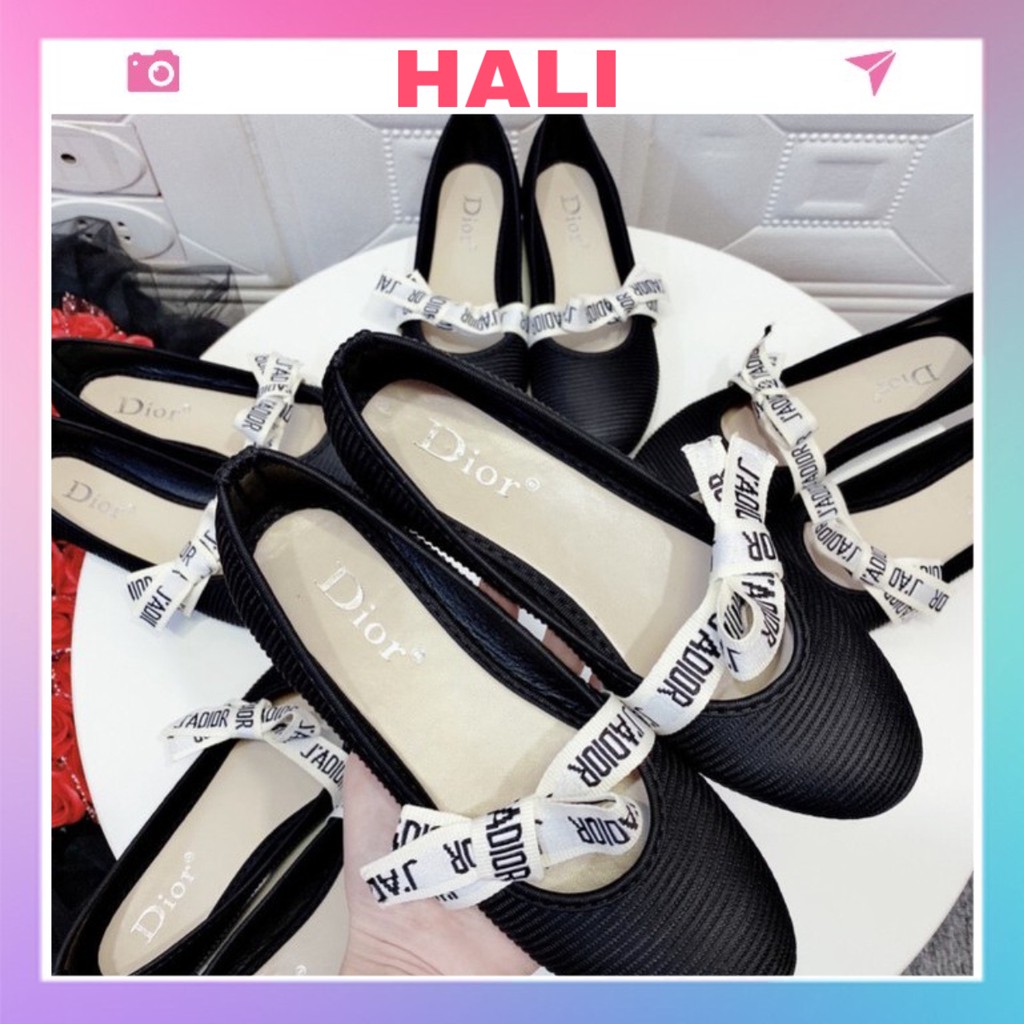 Giày bệt nữ sang chảnh nữ tính gắn nơ trắng chữ xinh | BigBuy360 - bigbuy360.vn