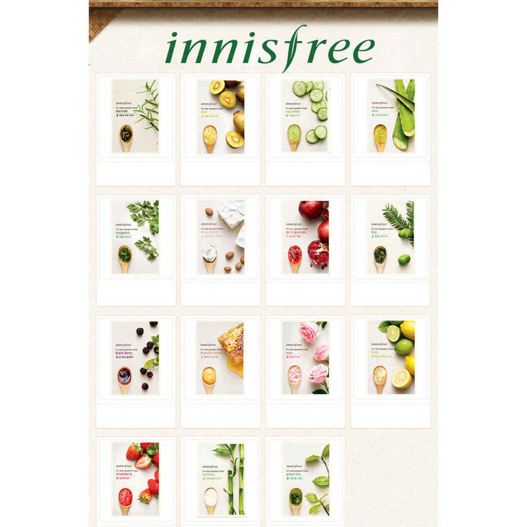 Mặt Nạ giấy Dưỡng Da Innisfree It’s Real Squeeze Mask (20ml/miếng)