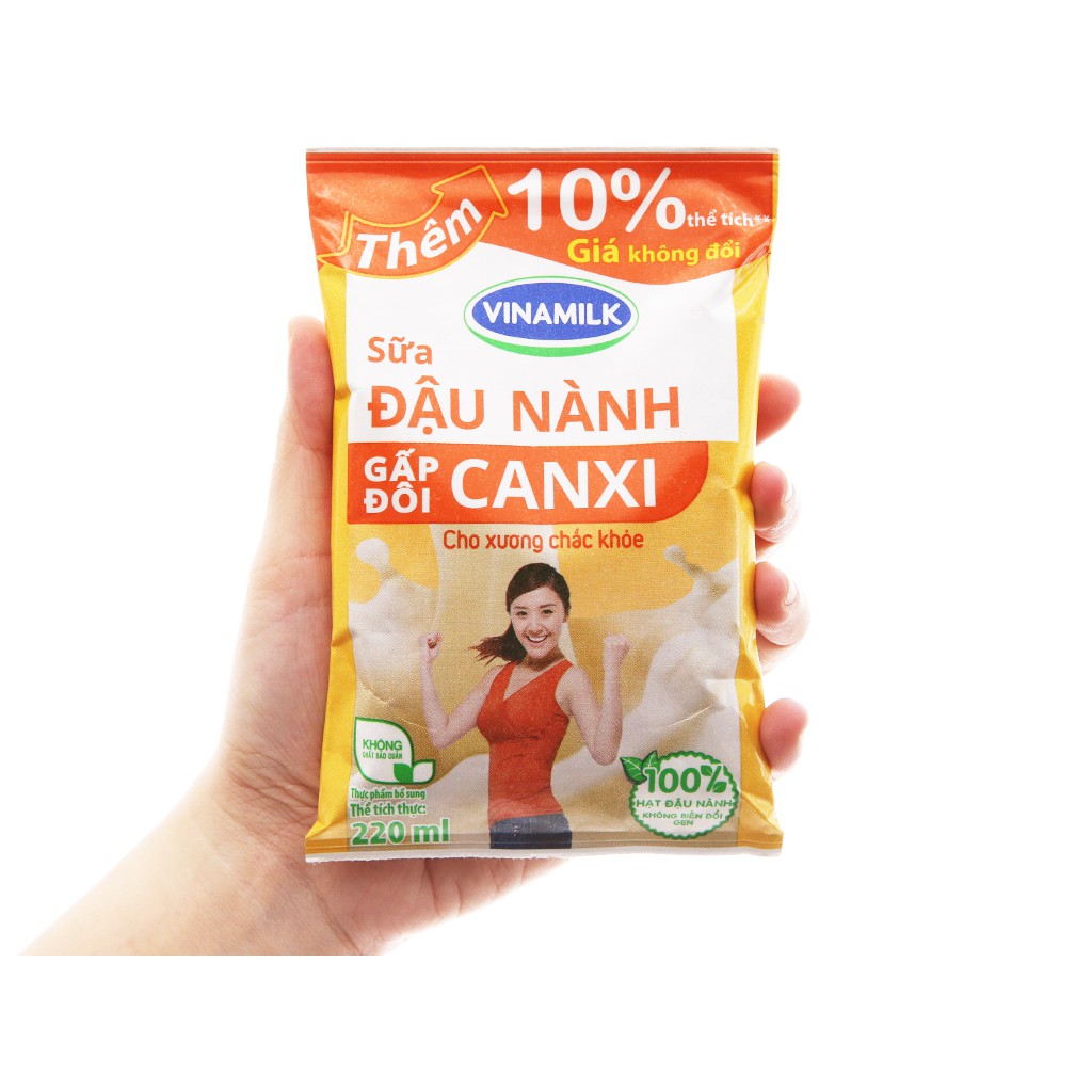 Sữa đậu nành gấp đôi canxi - bịch 220ml