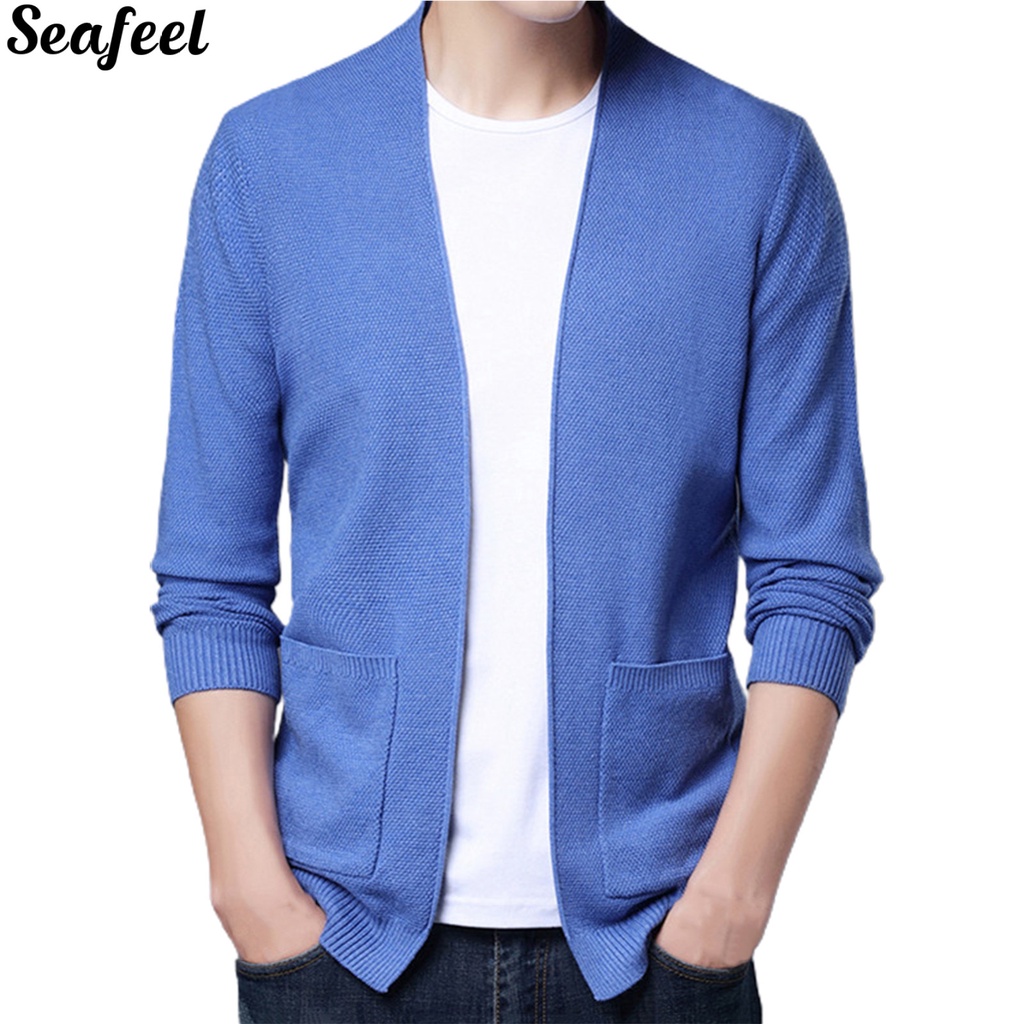 Áo Khoác Cardigan Dệt Kim Mỏng Màu Trơn Phong Cách Công Sở Cho Nam