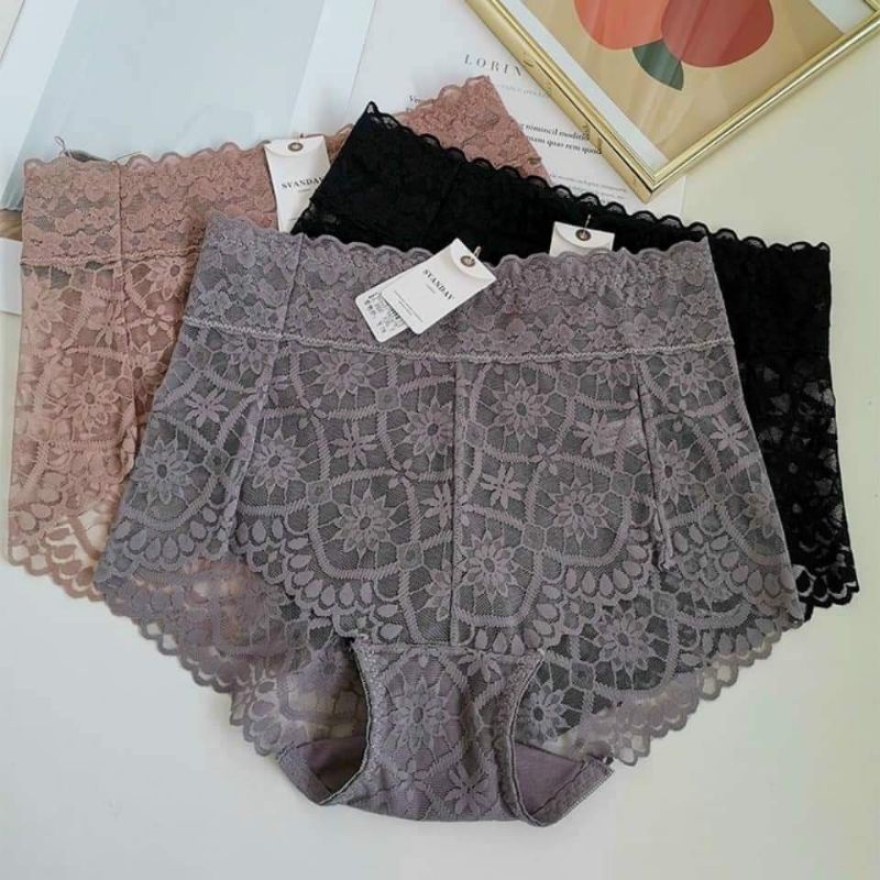 combo 5 chiếc quần lót nữ ren lưng cao chất xịn đẹp gen nhẹ