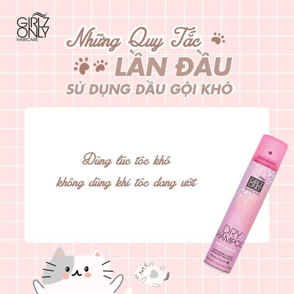 Dầu Gội Khô Giúp Tóc Sạch Dầu Và Trở Nên Bồng Bềnh Ngay Lập Tức Girlz Only Dry Shampoo 200ml - Party Nights (Hồng)