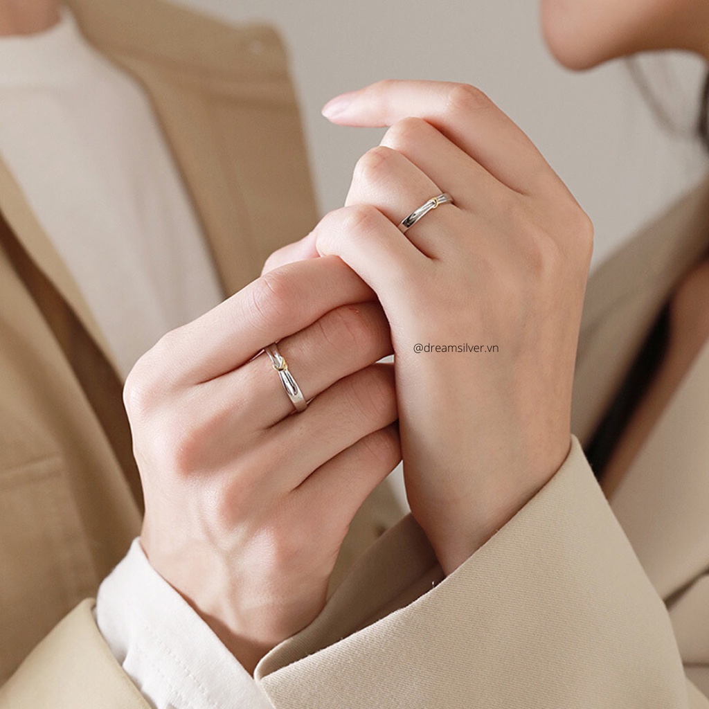 Nhẫn Đôi Bạc Dreamsilver, Nhẫn Cặp Heart Knot Chỉnh Được Size ND014