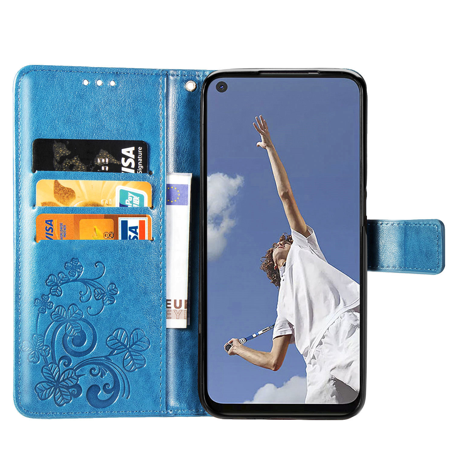 Bao Da Pu Điện Thoại Nắp Lật Kèm Ví Đựng Thẻ Họa Tiết Cỏ May Mắn Cho Zenfone 4 5 6 7 Max Pro M1 M2 Zs620Kl Asus Zenfone 3 Ze520Kl 3max Ốp