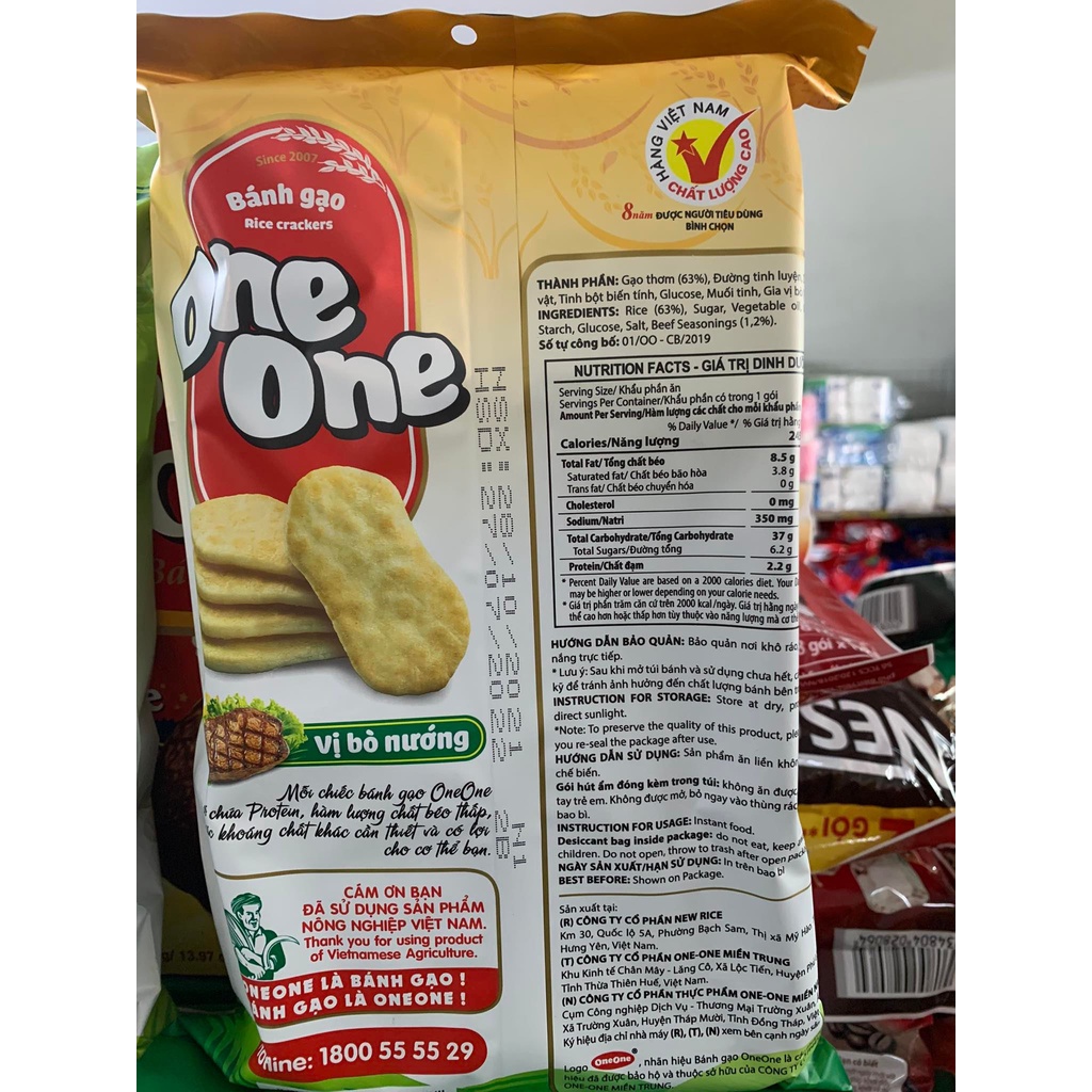 Bánh gạo oneone vị ngọt dịu / vị bò nướng gói 150g