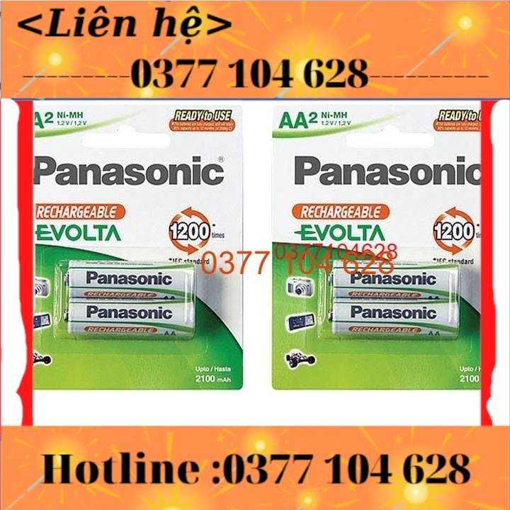 - COMBO 2 PIN SẠC PANASONIC AA EVOLTA HHR-3LVT2B vỉ 2 pin. -