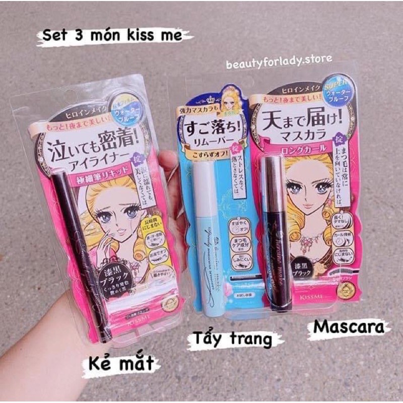 SET KISME HEROINE  DÀY VÀ CONG MI MASCARA VÀ TẨY TRANG