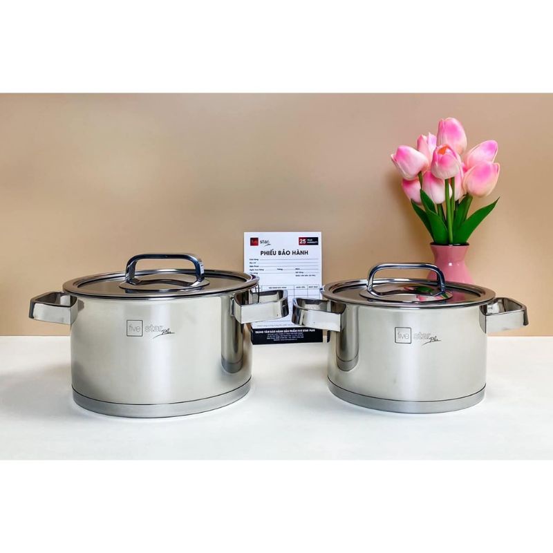 Nồi inox 304 Fivestar Plus quai vuông 16-18-20-24cm-đun từ và mọi loại bếp BH 5 năm