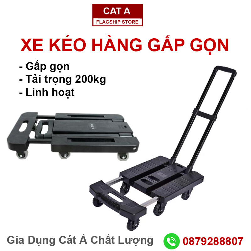 Xe kéo hàng, xe đẩy hàng gấp gọn - Khung thép chịu tải 200kg - Nhỏ gọn, chịu tải lớn, dễ vận chuyển