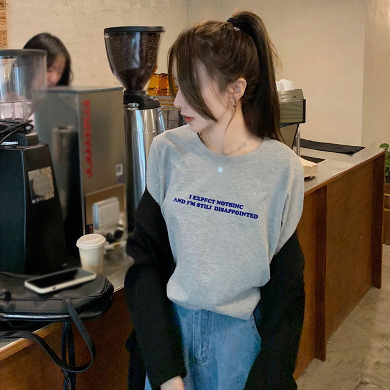 Áo Thun Nữ Ngắn Tay In Chữ Phong Cách Hàn Quốc