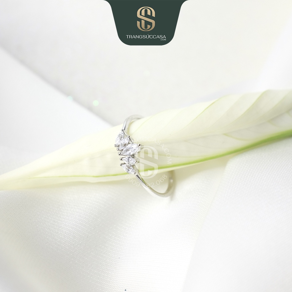 Nhẫn Bạc 925 nữ đính đá Topaz mặt giọt mưa cao cấp