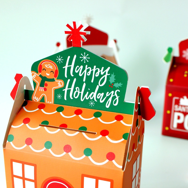Hộp đựng bánh kẹo in hình ông già Noel trang trí bữa tiệc dịp lễ Giáng Sinh năm mới