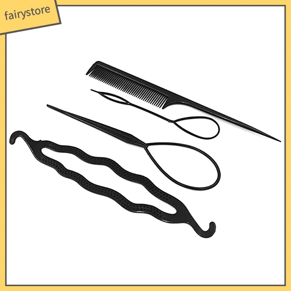 [Hàng mới về] Bộ 4 món dụng cụ kéo kẹp lược xoắn tạo kiểu tóc thời trang