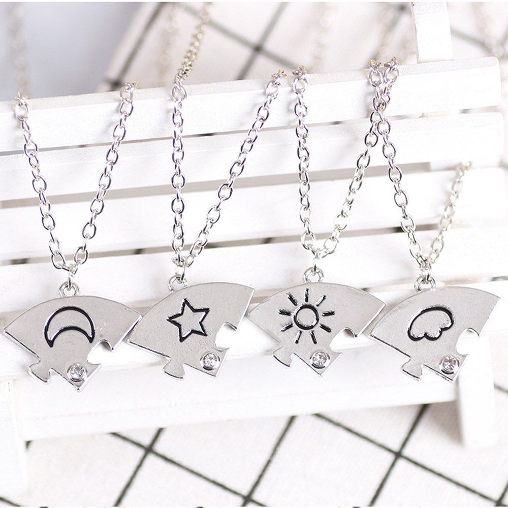 Set 4 Vòng cổ Tình Bạn Đính Đá Mặt Trăng Mặt Trời Đám Mây|Vòng Tay Tình Bạn Nhiều Màu Thời Trang