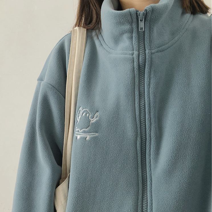 Áo khoác tay dài may bằng vải len cashmere giữ ấm vào mùa đông đơn giản đa năng cho nữ có dây kéo nhiều màu