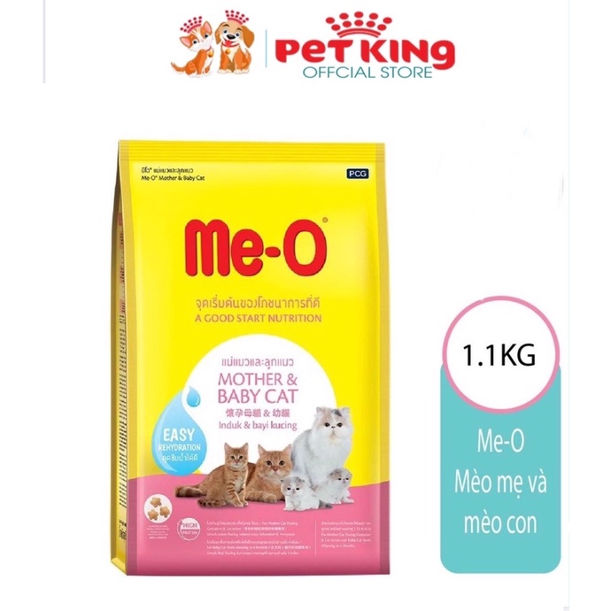 Thức Ăn Hạt Me-O Mother&amp;Baby Cat 1,1kg dành cho Mèo Mẹ mang thai và Mèo Con